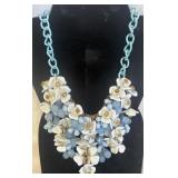 ACRYLIC FLOWER CLUSTER STATEMENT NECKLACE