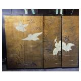 4-PC ASIAN BLACK LACQUER HANGING WALL ART