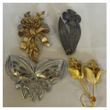SET OF 4 PINS-Flowers and Butterfly