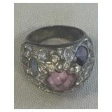 STERLING SILVER MULTI-STONE RING