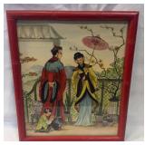ORIENTAL PRINT IN BAMBOO STYLE FRAME