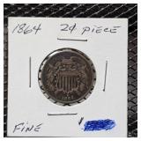 1864 2 Cent Piece