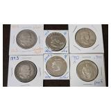 6- 90% Silver Half Dollars