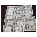 11 Circulated Silver Certificates