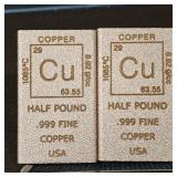 2- Half Pound Copper Bars