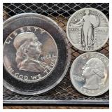 Silver Half Dollar, 2 Silver Quarters