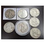 7 Assorted Silver Half Dollars