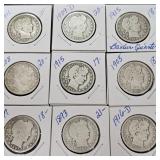 9 Barber Half Dollars