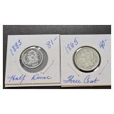 Half Dime & 3 Cent Piece