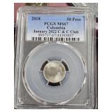 2018 Colombia 50 Peso MS67