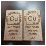 2- Half Pound Copper Bars