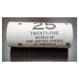 Roll of 25 Modern Bison Nickels