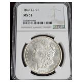 1878 CC Morgan Silver Dollar MS63