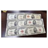9- Red Seal $5 Notes