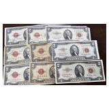 9- Red Seal $2 Notes