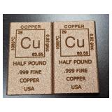 2- Half Pound Copper Bars