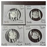 4- 1/10thoz  Elon Musk .999 Rounds