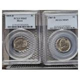 2005D & 1987D Nickels MS65