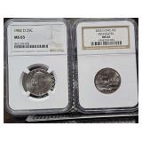 1982D & 2005D Washington Quarters