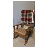 Wood Rocker and blanket