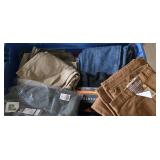 Tote of clothes, jeans, pants, etc varing sizes