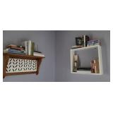 Contents of shelves and sign