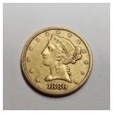 1880 $5 Gold Piece