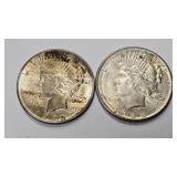 Pair of Peace Silver Dollars
