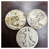 Trio of Silver Half Dollars
