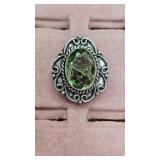 Green Amethyst Size 7 German Silver Ring