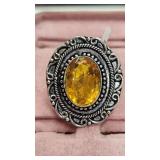 Citrine Size 6 German Silver Ring