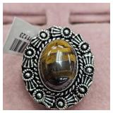 Tiger Eye Size 8 German Silver Ring