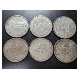 6 Canadian Silver Dollars