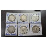 6 Assorted Silver Quarters