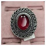 Garnet Size 7 German Silver Ring