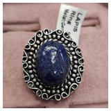 Lapis Size 7 German Silver Ring