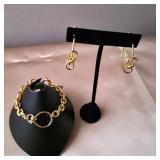 Bracelet & Earrings Set Triple Dipped Gold