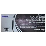 Pioneer Oil & Filter Change Certificate