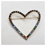Rhinesone Heart Brooch