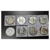 8 Franklin Half Dollars