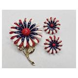 Red, White & Blue Brooch & Earring Set