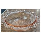Pierced Lace Edge Depression Glass Bowl