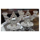 Pair of Cambridge Glass Double Keyhole Candle