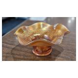 Fenton Marigold Carnival Ruffled Hat Bowl