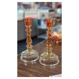 Carnival Candlesticks  (Vaseline?)