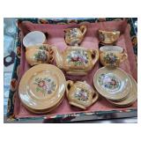 Japanese Luster Tea Set, broken cup