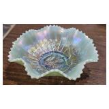 Northwood Peacock on Fence Light Green Opalescent