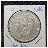 1880-O Hot Lips Vam Morgan Silver Dollar