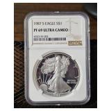 1987-S Silver Eagle PF69 Ultra Cameo NGC