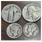 2 Silver Quarters & 2 Silver Dimes